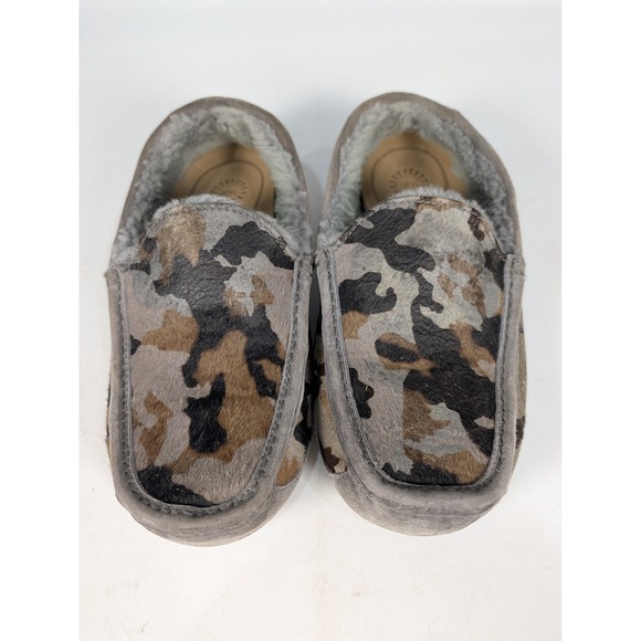 UGG Other - UGG Ascot Camo Calf Hair Moccasin Slippers Mens 10 Grey Brown 1003568 Loafers